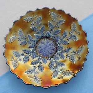 Fenton Blue Holly Plate